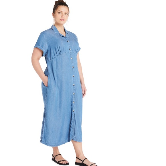 Maxi Shirt Dress with Side Pockets Sizes 4X - Picture 4 of 5